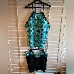 South Point PLUS | Women’s Two-Piece Tankini Short Set Black, Blue and White